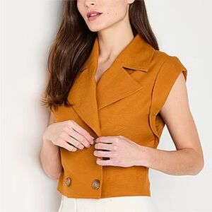 Worthington Cropped Double Breasted Trench Vest